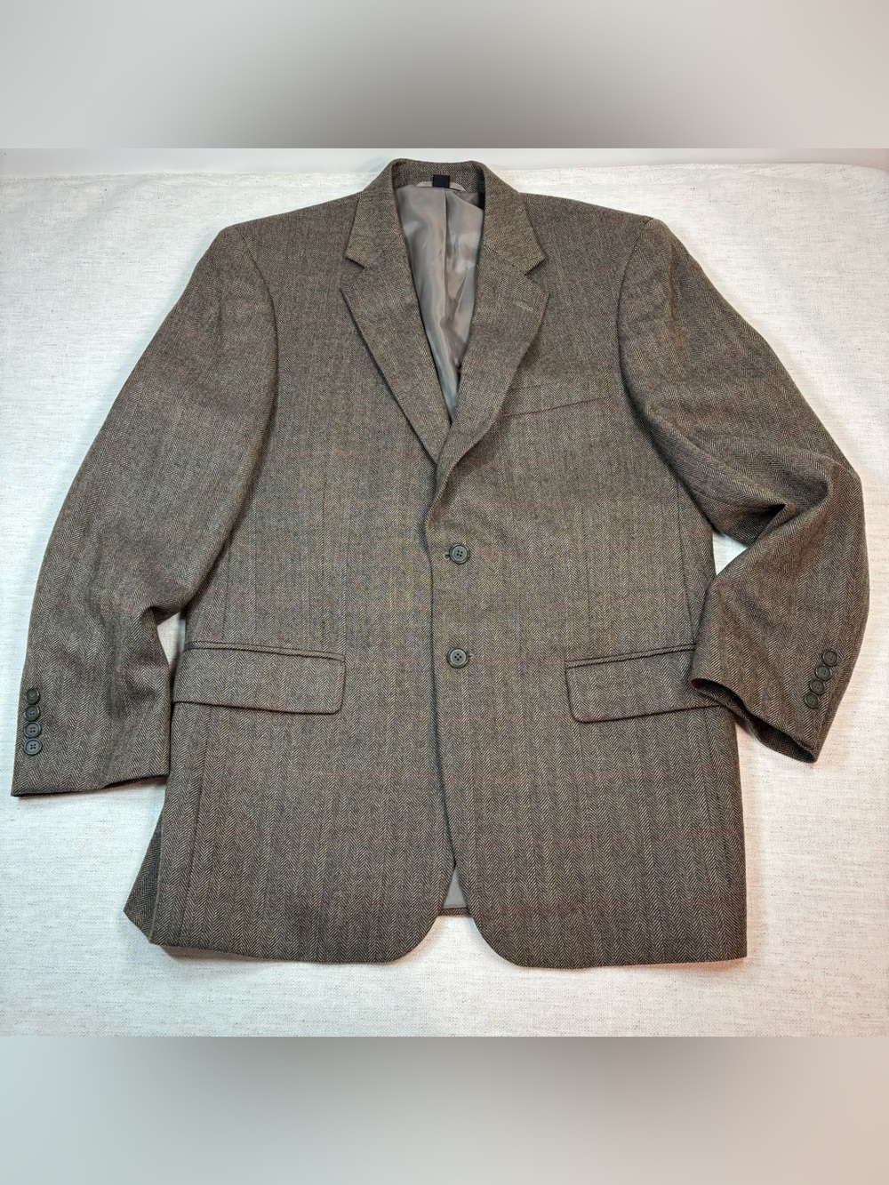 Saddlebred Men's 40R Brown Herringbone lambsWool Blazer sport coat 2 buttons